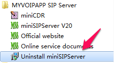 Uninstall miniSIPServer