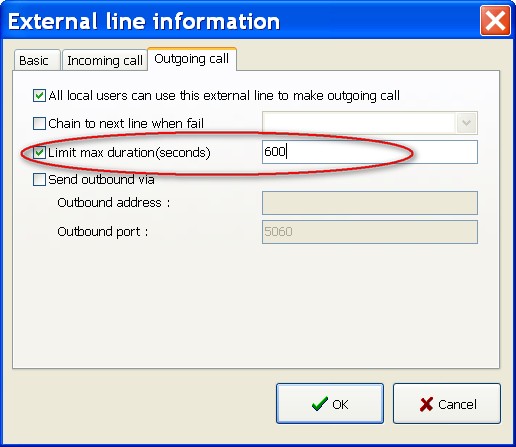 external line configuration