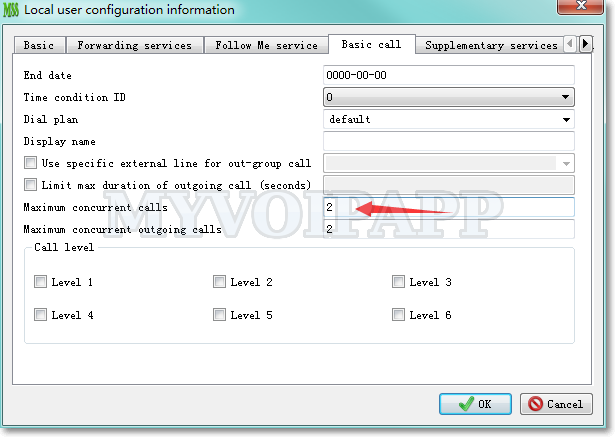 Maximum concurrent calls