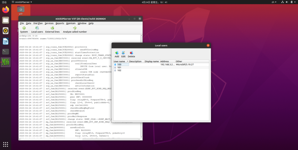 miniSIPServer on Ubuntu 20.04