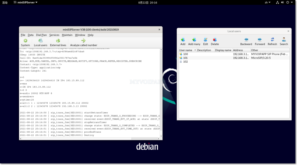 run miniSIPServer on Debian 11