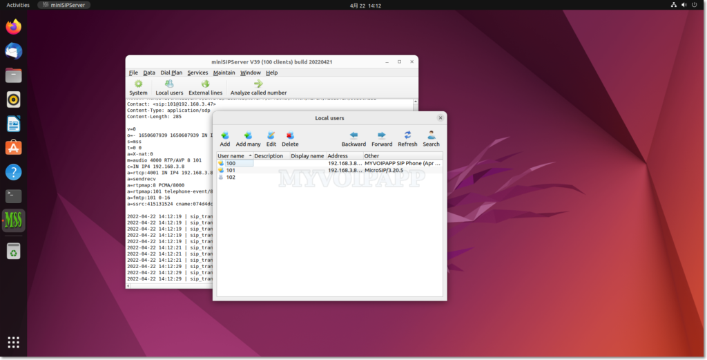 miniSIPServer on Ubuntu 22.04
