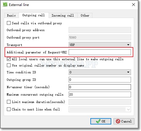 Additional parameter of Request URI configuration