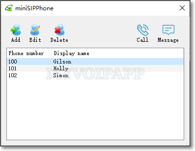 miniSIPServer contact list