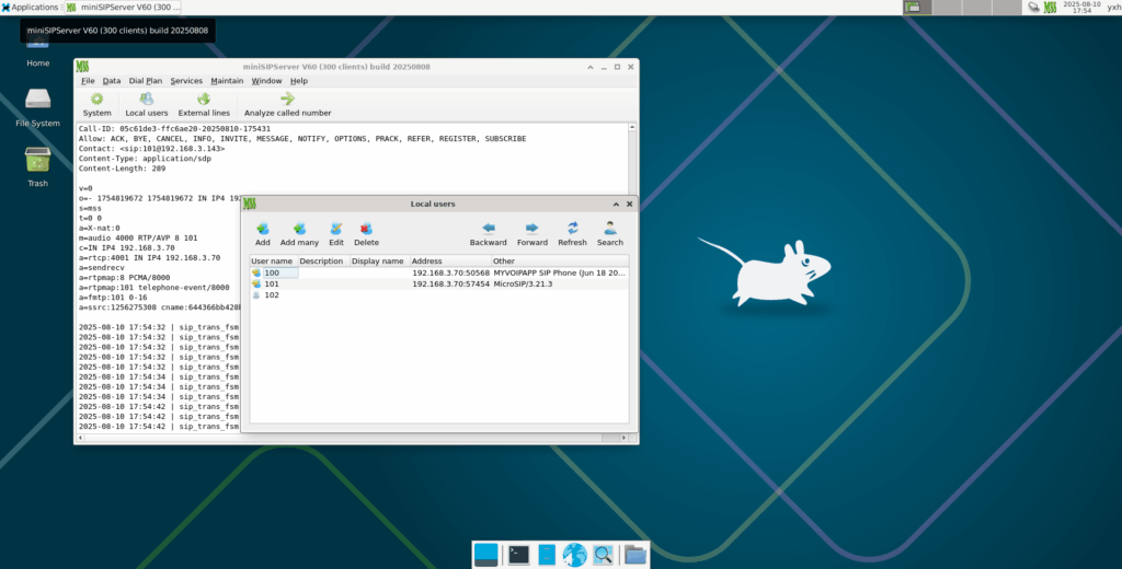 Run miniSIPServer on Debian 13.