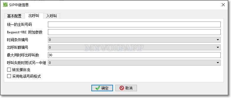 SIP中继出呼叫配置