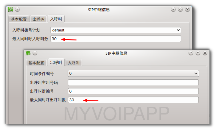 SIP中继并发数配置