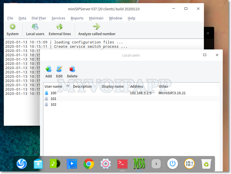 miniSIPServer on Deepin 15.11