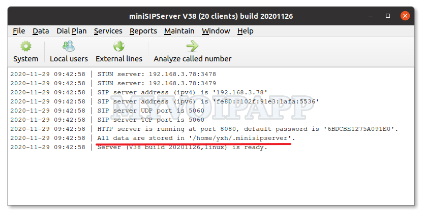 miniSiPPhone application data directory in Linux system