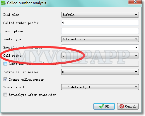 analyze called number with 'call-level' configuration
