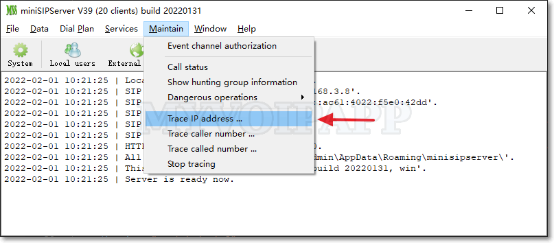 Trace address