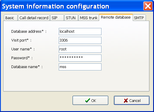 configure mss to mysql database