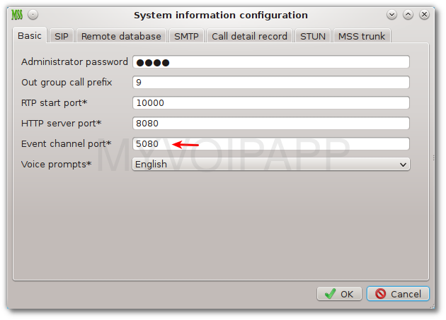 websocket port configuration