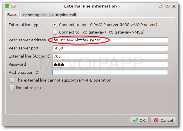 external line over IPv6