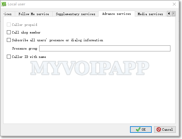 local user advance service configuration