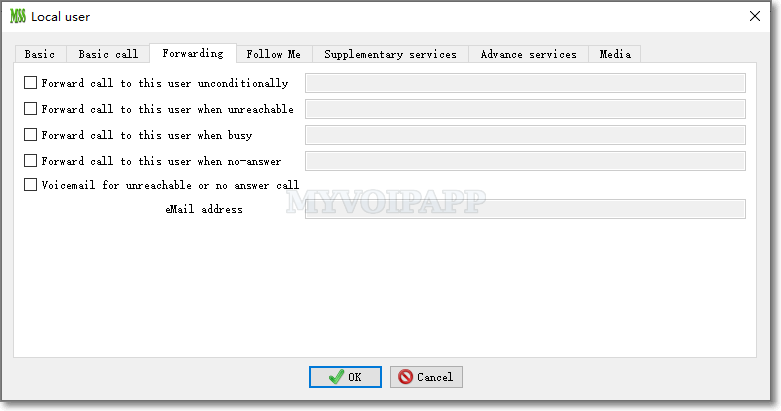 local user forwarding service configuration