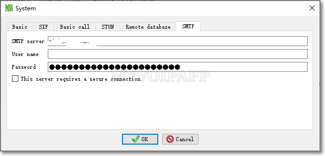 SMTP configuration