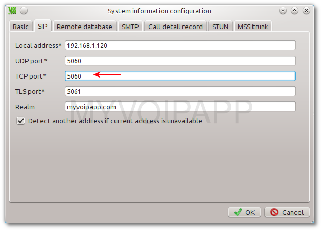 tcp port configuation