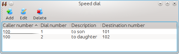 speed dial main configuration window picture