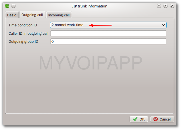 Time condition in SIP trunk outgoing configuration