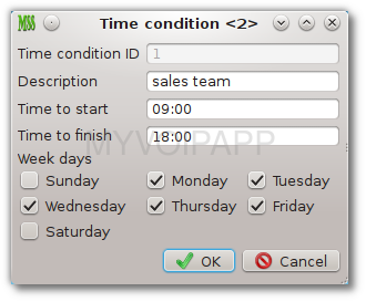 Time condition configuration