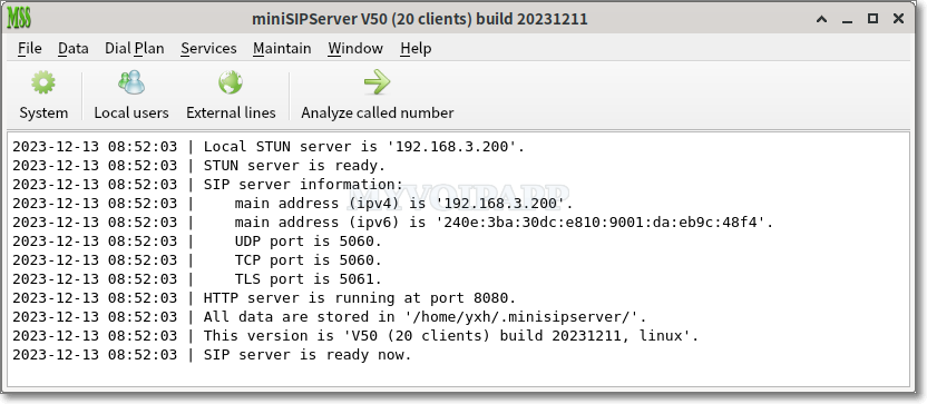 SIP server runing on ubuntu