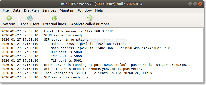 SIP server runing on ubuntu